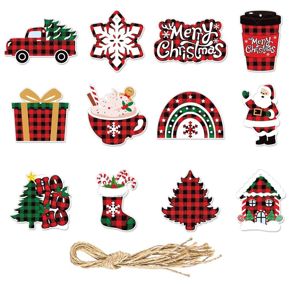 

2023 Рождественская вечеринка украшения подвесные украшения красно-черные клетчатые подвесные украшения рождественская атмосфера украшения реквизит One Size