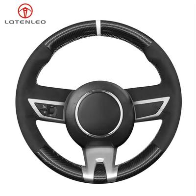 Schwarzes Kunstcarbon-Wildleder, handgenäht, rutschfest, weich, geflochtene Auto-Lenkradabdeckung für Chevrolet Camaro 2010 2011 2012 2013