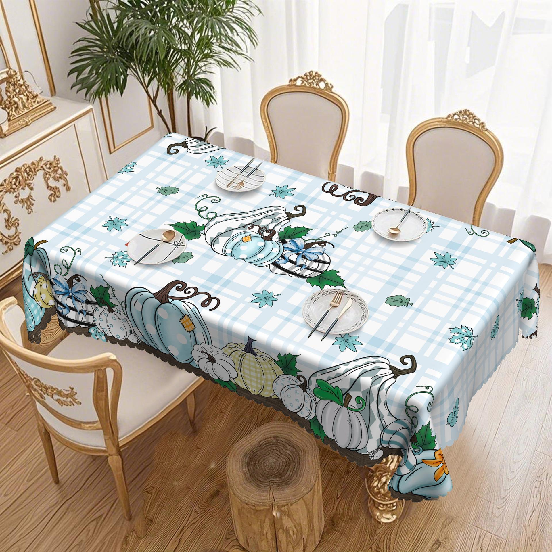 Pastoral Clear, Pumpkin Plaid Tablecloth, Waterproof Dining Table Cloth, Coffee Table, Dining Table Decorative Cloth Round tablecloth-152x152cm