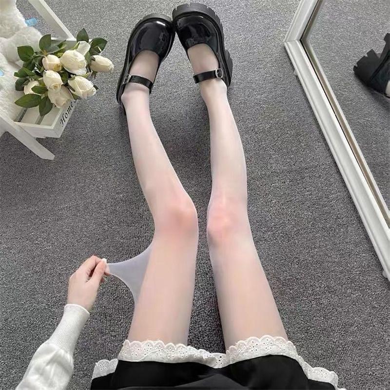 Summer Thin Polka Dot Sheer Pantyhose For Women High Waist Elastic Breathable Tights Lolita Style Pantyhose Reinforced Toe
