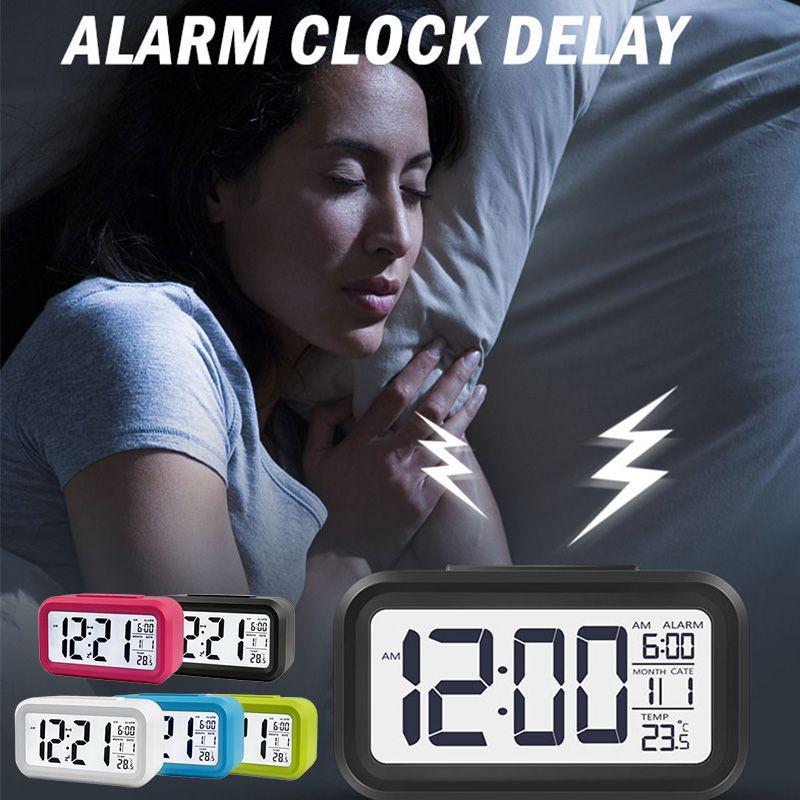 Digital Display Alarm Clock With Snooze Night Light Thermometer- Home Battery Operated