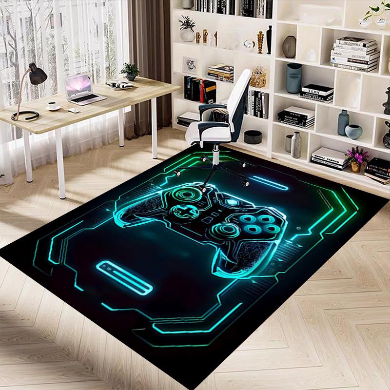 1PC Gaming Controller Neon Lights Non-Slip Floor carpet, Office, family, bedroom, Studio - Large Area Rug, Vibrant Colors-C0481