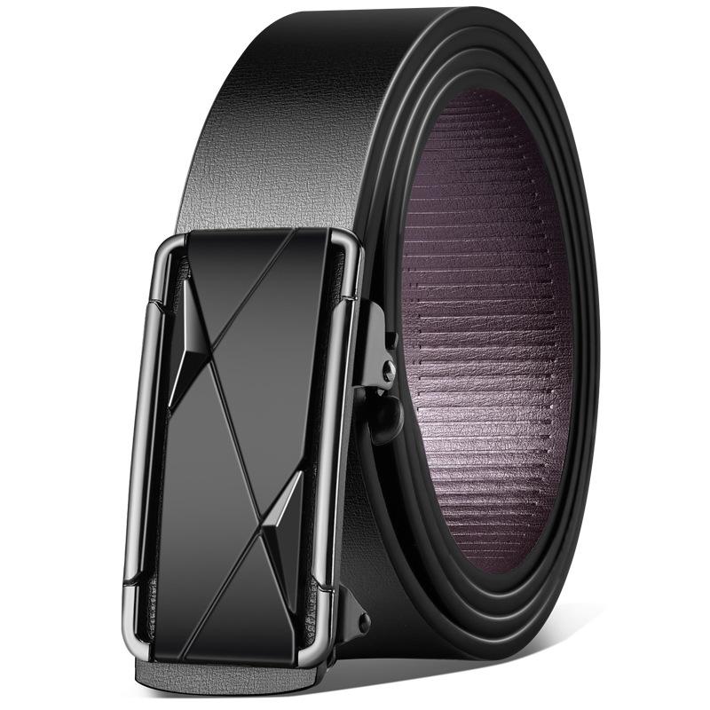 

Men s Belt Inside The Toothless Automatic Buckle Belt for Men s Fashionable and Versatile Business Trousers 120cm