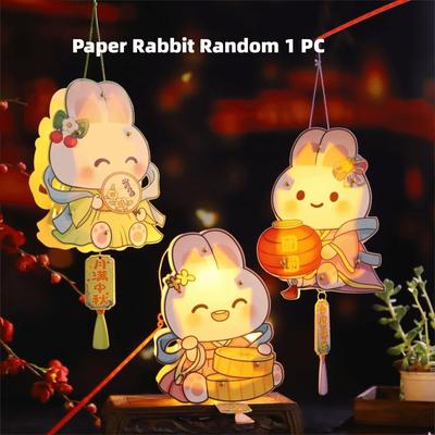 Rabbit Cartoon Lantern PVC Handmade Mid-Autumn Festival Lantern Intangible Cultural Heritage DIY Children DIY Material Kit