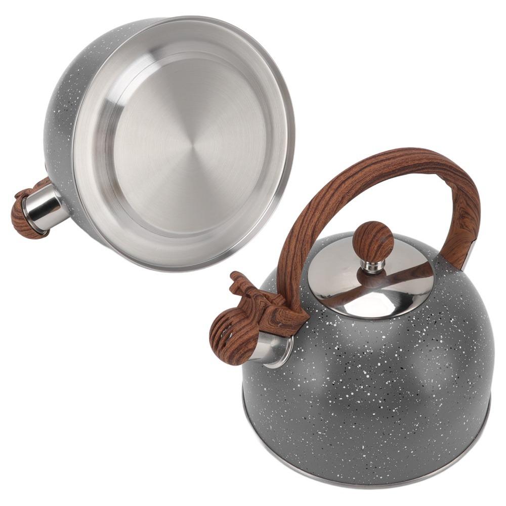 

Stainless Steel Whistling Kettle Wooden Anti Heat Handle Whistling Tea Kettle Water Boiling чёрный