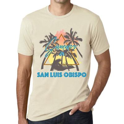 Men’s Vintage Tee Shirt Graphic T Shirt Summer Triangle San Luis Obispo Natural