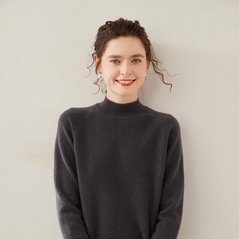 Women's Wool Sweater: 2025 Slim-Fit Half-High Collar Knit Base Layer for Autumn/Winter