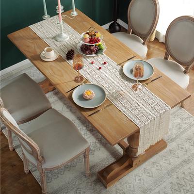 Beige Crochet Tassel Table Runner,Cotton Fabric for Kitchen Dining Coffee Table Wedding Birthday Holiday Decor