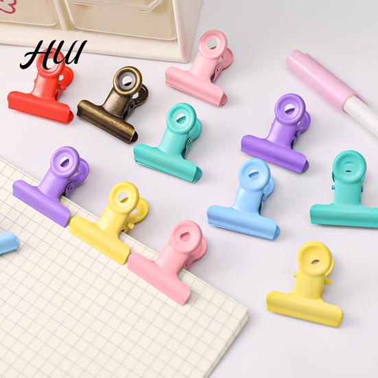 Paper Clamp Metal Clip 8PCS Binder Clips Round Tail Safety Design Stable Clamping Fresh Color Force Macaron Rust Resistant Office School Supplies