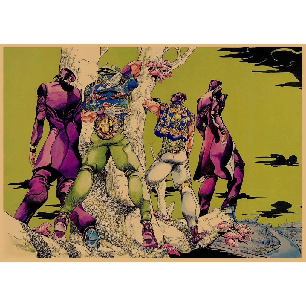 JoJo's Bizarre Adventure Retro Kraftpapier Poster - Japanische Anime Dekoration für Bar, Restaurant oder Café.