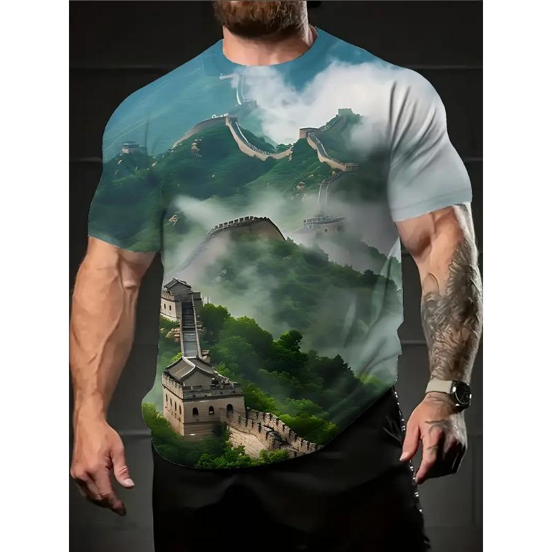 

Мужская 3D футболка с принтом «Великая стена», повседневная, с коротким рукавом, круглым вырезом, из дышащей полиэстеровой ткани, летний стиль 6XL