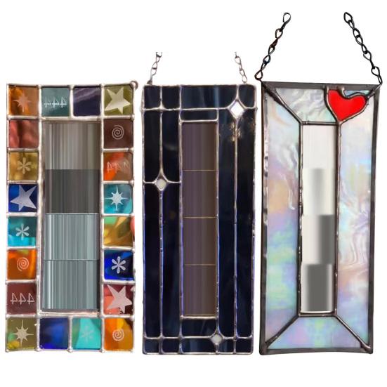 Cadru Photobooth Vitraliu Handmade Cadru Vertical Vintage pentru Benzi Foto cu 4 Poze Cadru de Cupru Folie Vitraliu Lucrat Manual Cadou de Amintire