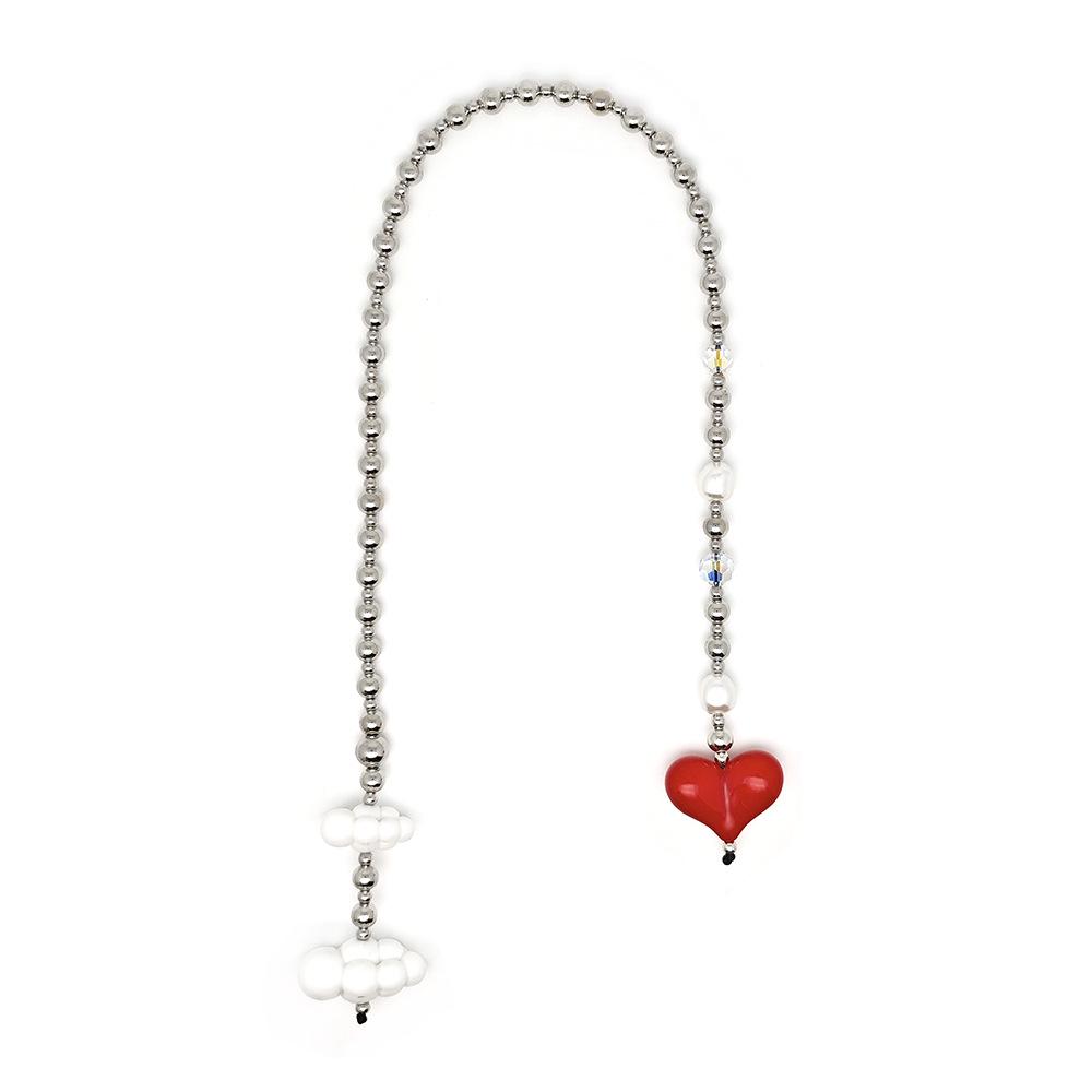 Handmade Woven Acrylic Beaded Heart Pendant: Stylish Versatile Bag Charm