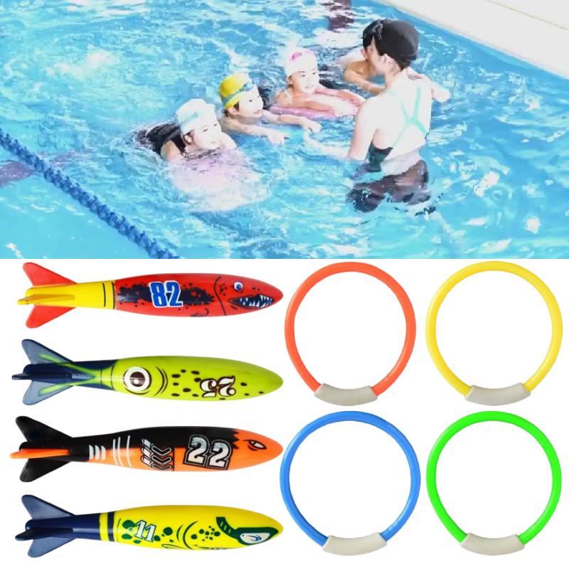 Rings Torpedoes Floating Swimming Pool Toys Dive Sticks Kids Game Gift Prop