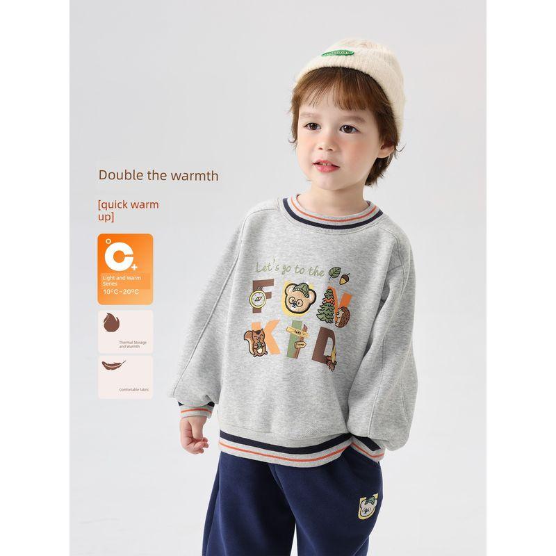 Boys' Fleece Sweatshirt Winter Clothing Baby Fleece-Lined Clothes 2025 New Autumn and Winter Children's Clothing Kids' Winter Tops