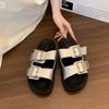 Fashion Women's Slippers Summer 2025 Fashion Open Toe Belt Buckle Outdoor Shoes for Women Classic Best Seller Comfortable Flat Slippers