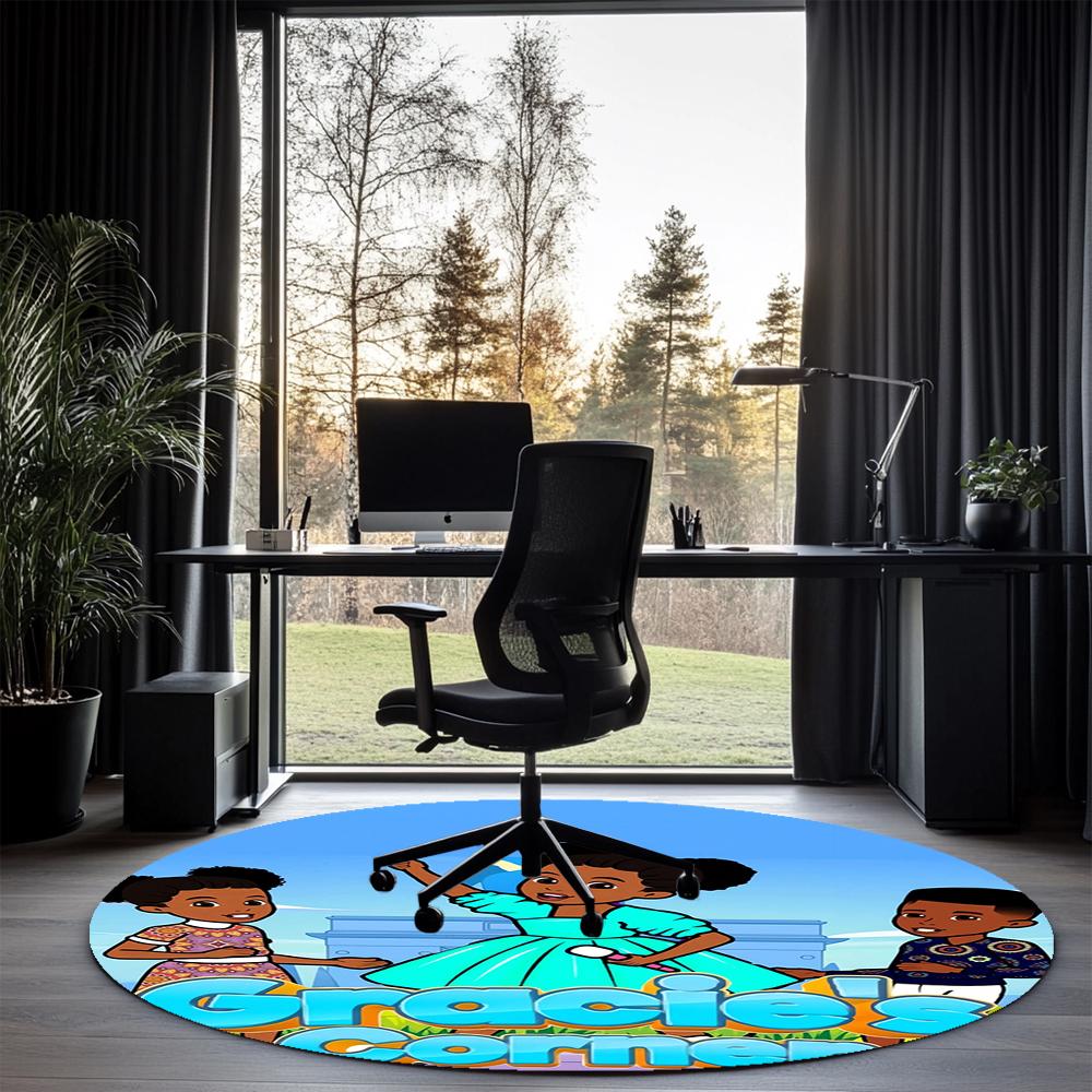 Gracie's Corner Printed Round Rug Carpet Chair Rug Area Rug Entryway Doormats,for Office Chair Living Room Bedroom Kitchen Room.