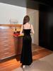 Red Velvet Spaghetti Strap Evening Gown - Women's Sexy Formal Dress for Spring & Autumn