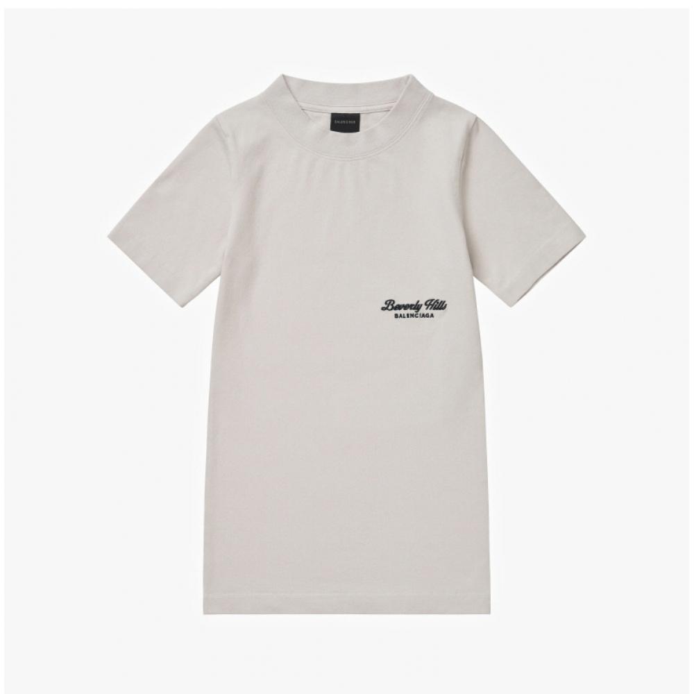 Balenciaga 768075 TqvS5 3307 Beverly HillS Artwork Logo Embroidery Women S Short Sleeve Tee