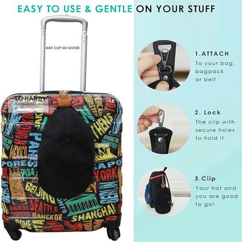 Travel Hat Clip Leather Simple Golf Baseball Hat Clip Summer Hat Strap Towel Glove Storage Wallet Buckle Hands-free Latch Clip