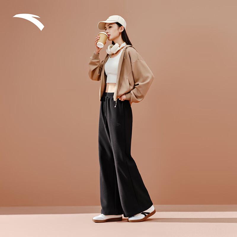 

Anta Women s Fleece-Lined Straight Wide-Leg High-Waist Casual Pants XS (Women 155)