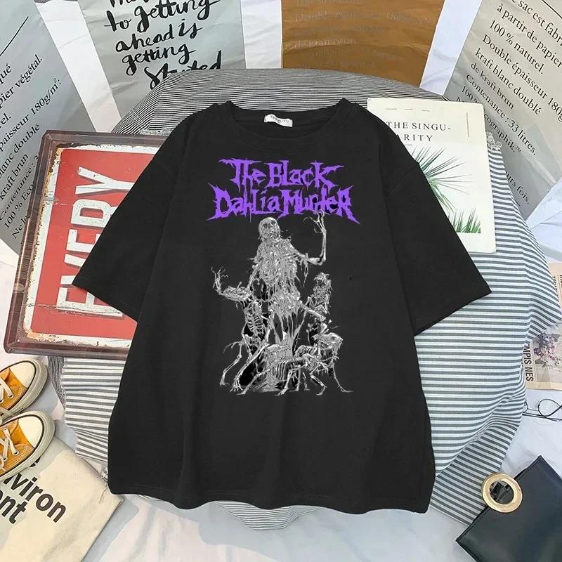 T Shirt Skull Print Gothic Streetwear Summer Loose Men Women T-shirt Punk Dark Grunge Top Harajuku Y2k Clothing