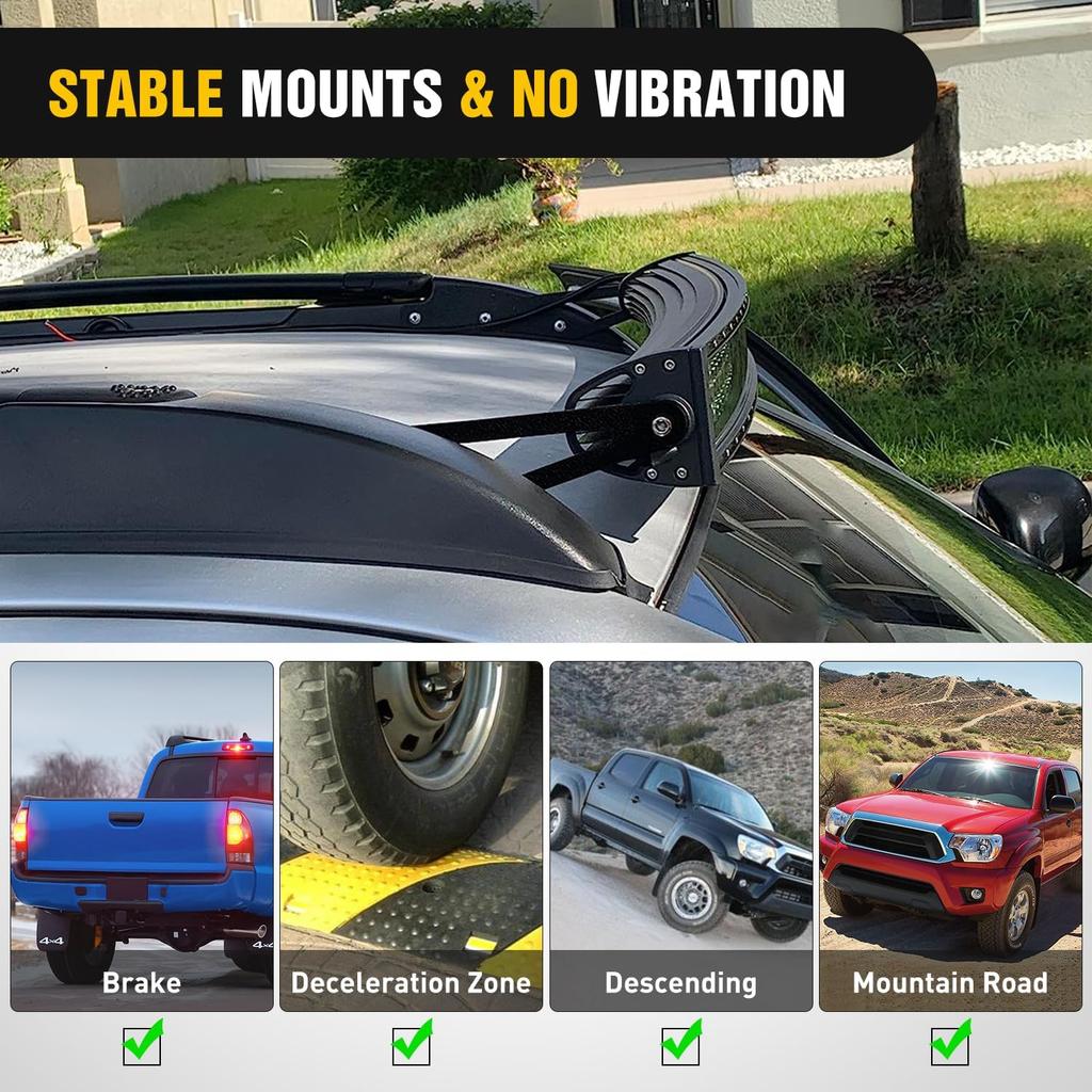 Nilight 42 inch Curved LED Light Bar Bracket Mounting Upper Windshield Roof Cab Brackets Compatible with Toyota Tacoma with Factory Roof Rack 2005