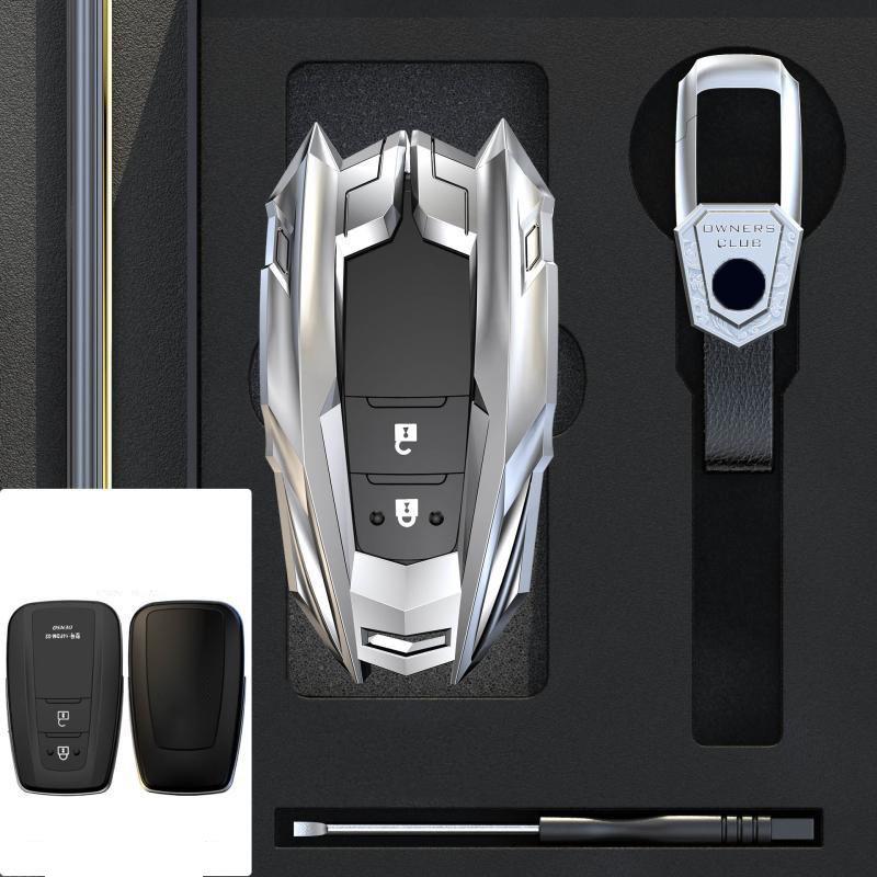 Alloy Car Key Case Cover Shell For Toyota Land Cruiser 200 300 Prado Crown TLK 200 Yaris Cross Hilux Innova Fortuner Camry 55