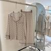 Internet Celebrity Polka Dot Korean Version of Ice Silk Pajamas Women's Spring and Autumn Simulation Silk Long-sleeved Trousers Loungewear Set Winter