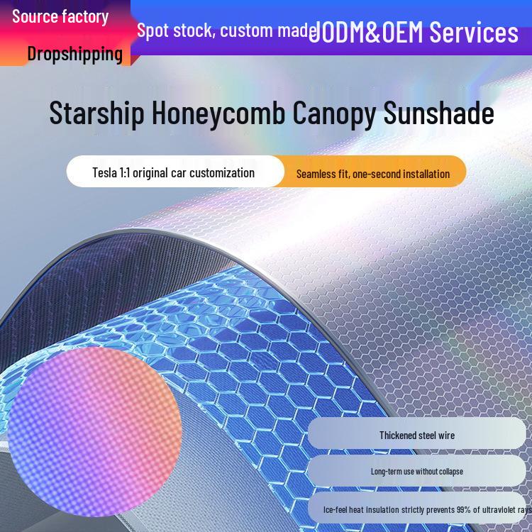 Tesla Model Y/3 Ice Crystal Honeycomb Sunshade for Sunroof