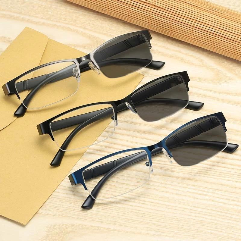 

Luxury Photochromic Sunglasses Luxury Men s Metal Half Frame Prescription Eyewear Classic Outdoor Smart Color Changing Glasses