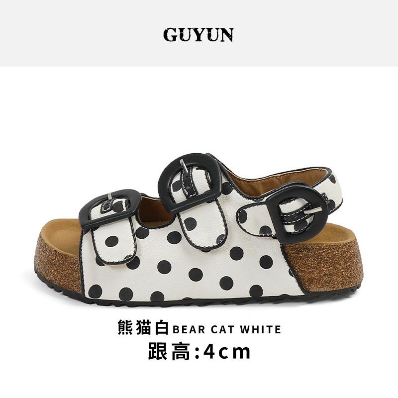 

Cute mouse! 4 thick-bottomed polka dot slippers women s heightening soft bottom yellow double buckle with sandals 40