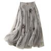 Spring and Summer Japanese and Korean Art Retro Cotton and Linen All-match A-line Skirt Large Size Loose Casual Double-layer Skirt