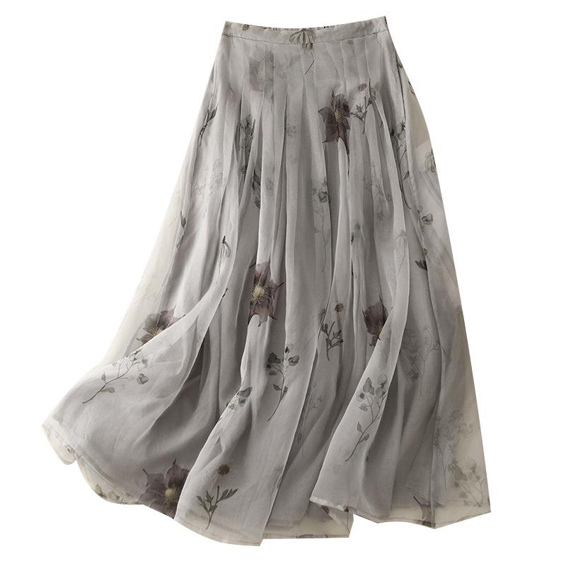 Spring and Summer Japanese and Korean Art Retro Cotton and Linen All-match A-line Skirt Large Size Loose Casual Double-layer Skirt