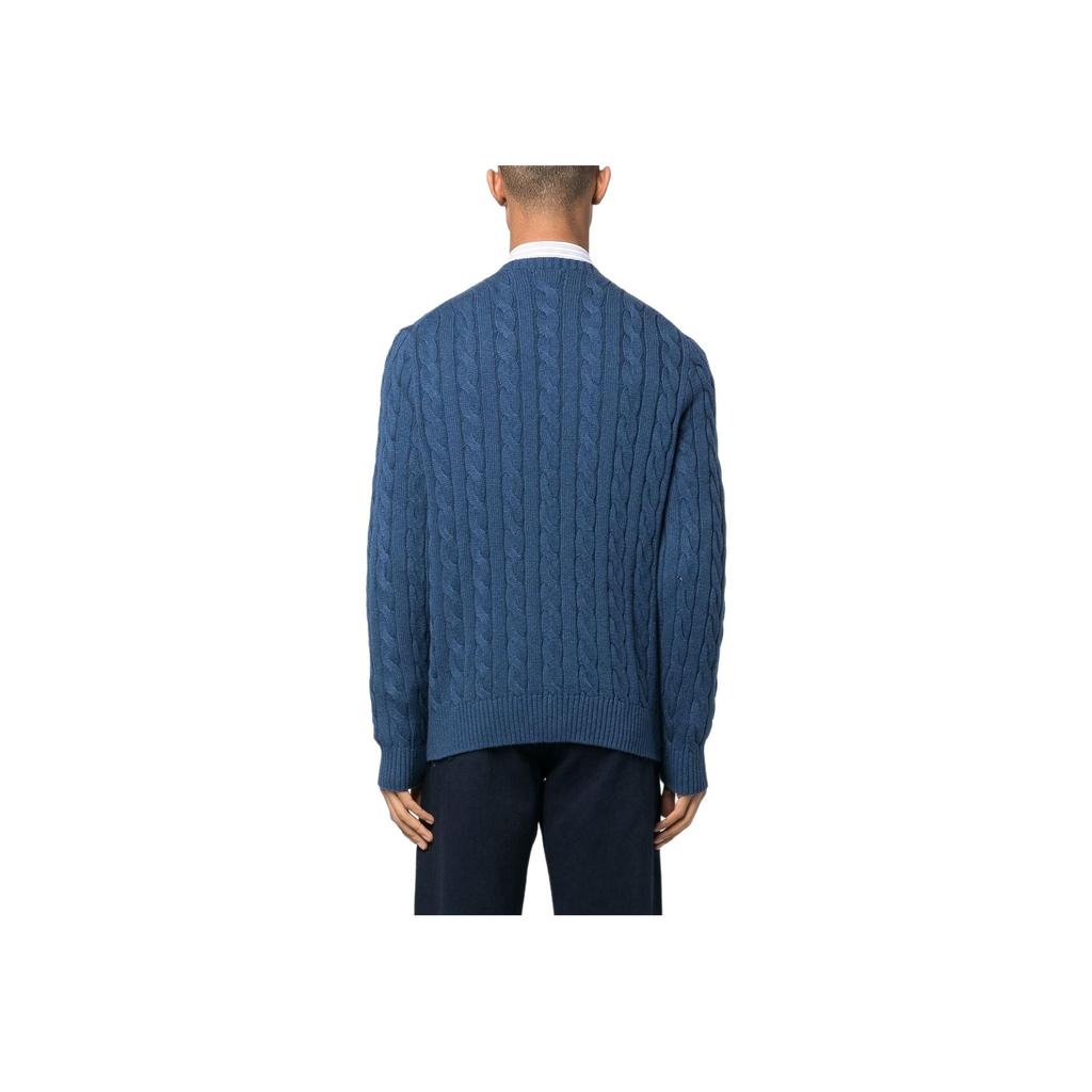 Polo Ralph Lauren Small Pony Logo Embroidered Crew Neck Long Sleeve Knit Sweater Men sweater Blue MNPOSWE16820224-410