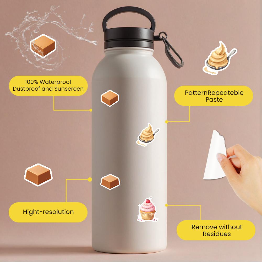 35-70cps Sweet Dessert Stickers Donut Ice Cream Strawberry Cake Aesthetic Decals Decoration Phone Luggage Water Bottle School