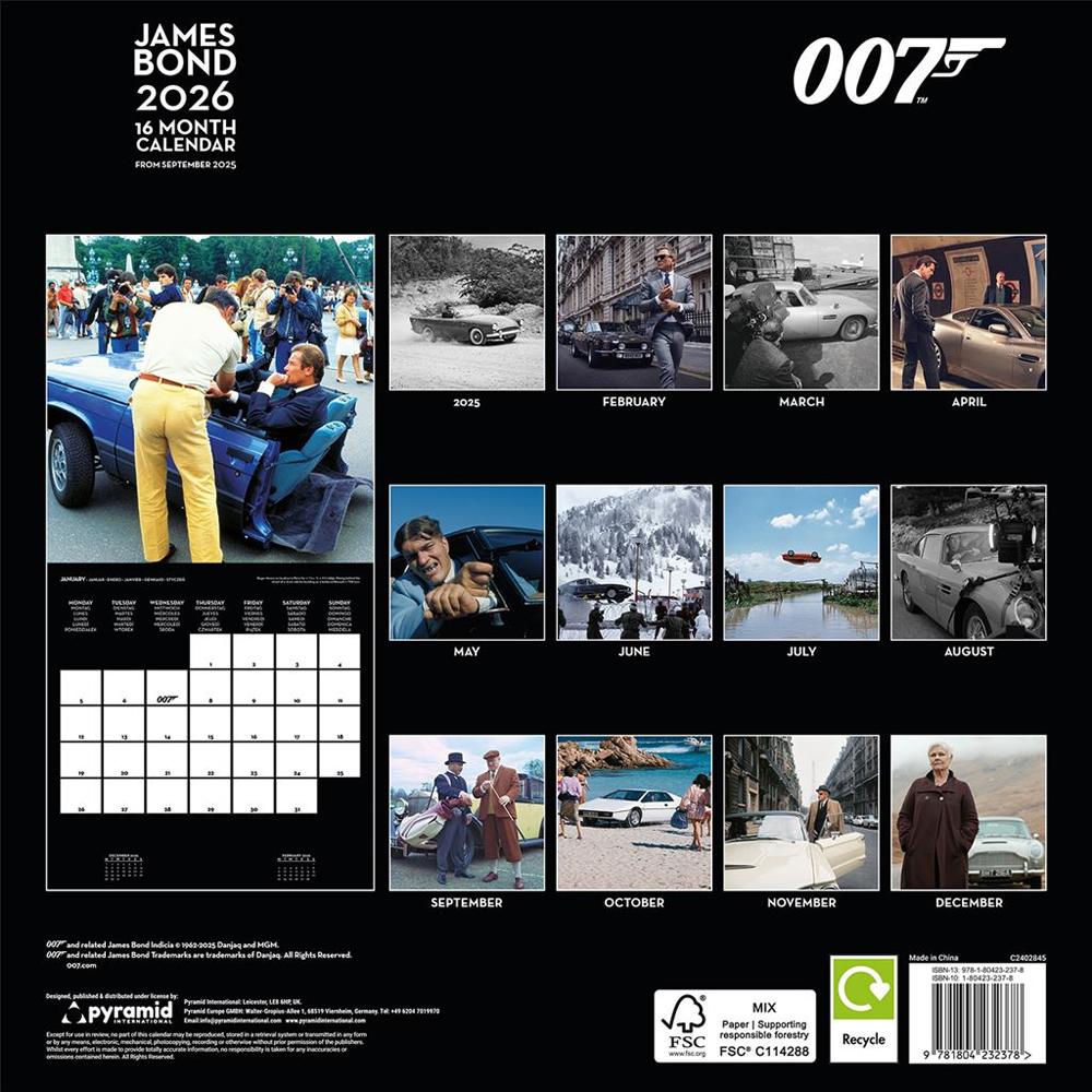 James bond Calendar Auto 2026