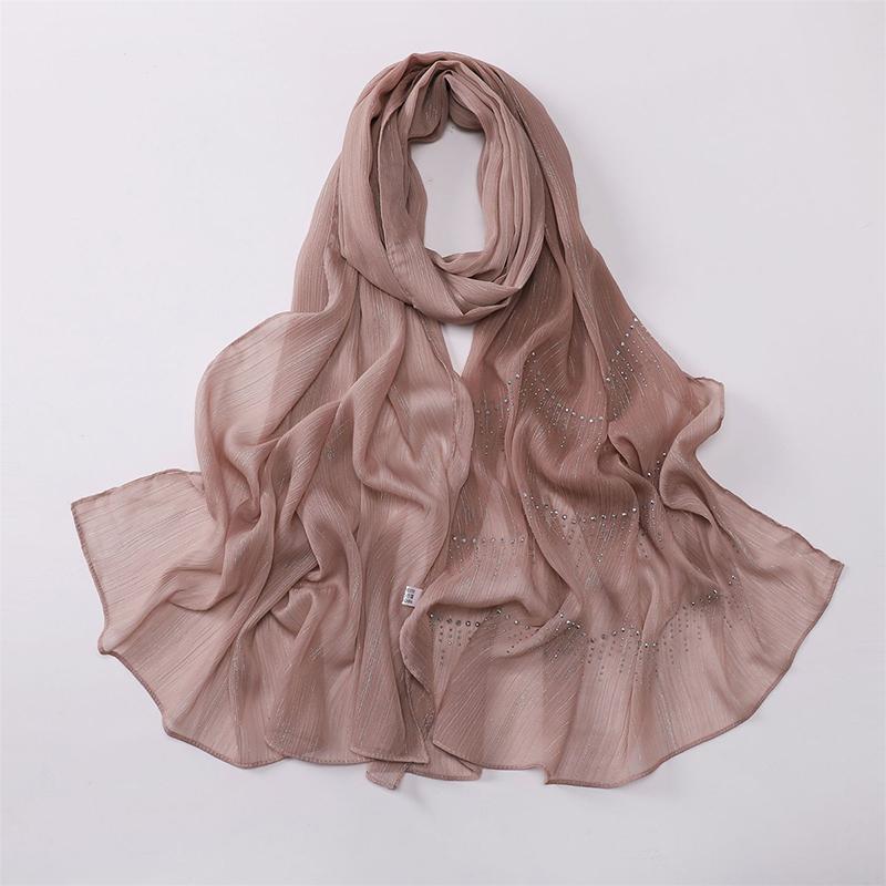 Shiny Plain Wrinkle Rhinestone Shimmer Shawls Scarf for Women Muslim Hijab Spring Ramadan Long Soft Wrap Headband Abaya Bufandas