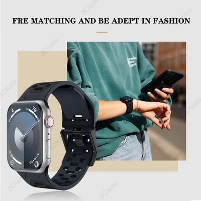 Bracelet Classique Pour Apple Watch Bande 44mm 45mm 49mm 40mm 41mm 38mm 42mm Bracelet de sport en Silicone Souple iwatch Serise 9 8 7 SE 6 5 9 Ultra 2