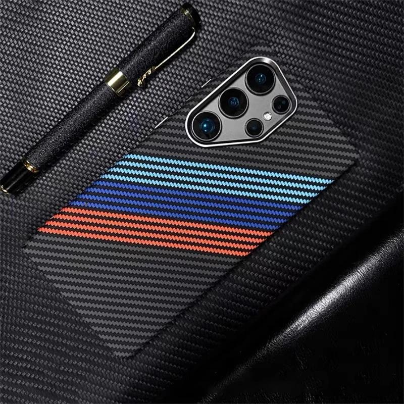 For Samsung Galaxy S25 Ultra Carbon Fibre Relief MagSafe Phone Case S23 S24Ultra Plus Wireless Charging Hard PC Shockproof Cover