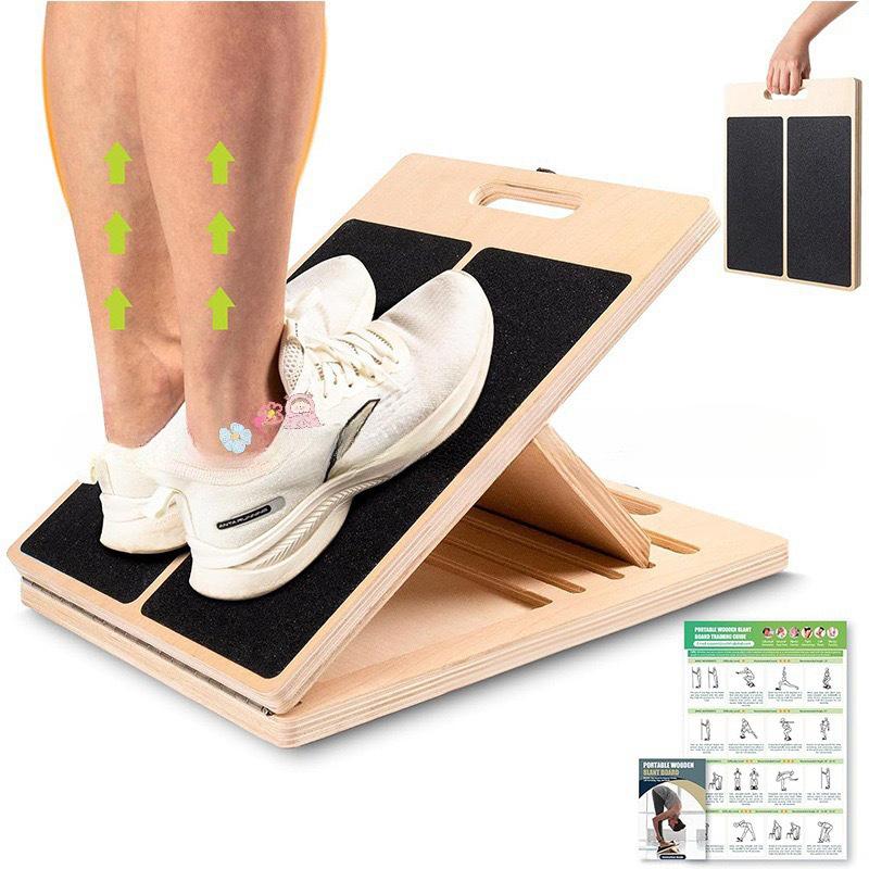 Adjustable Wooden Incline Calf Stretcher Board for Home Fitness & Rehabilitation