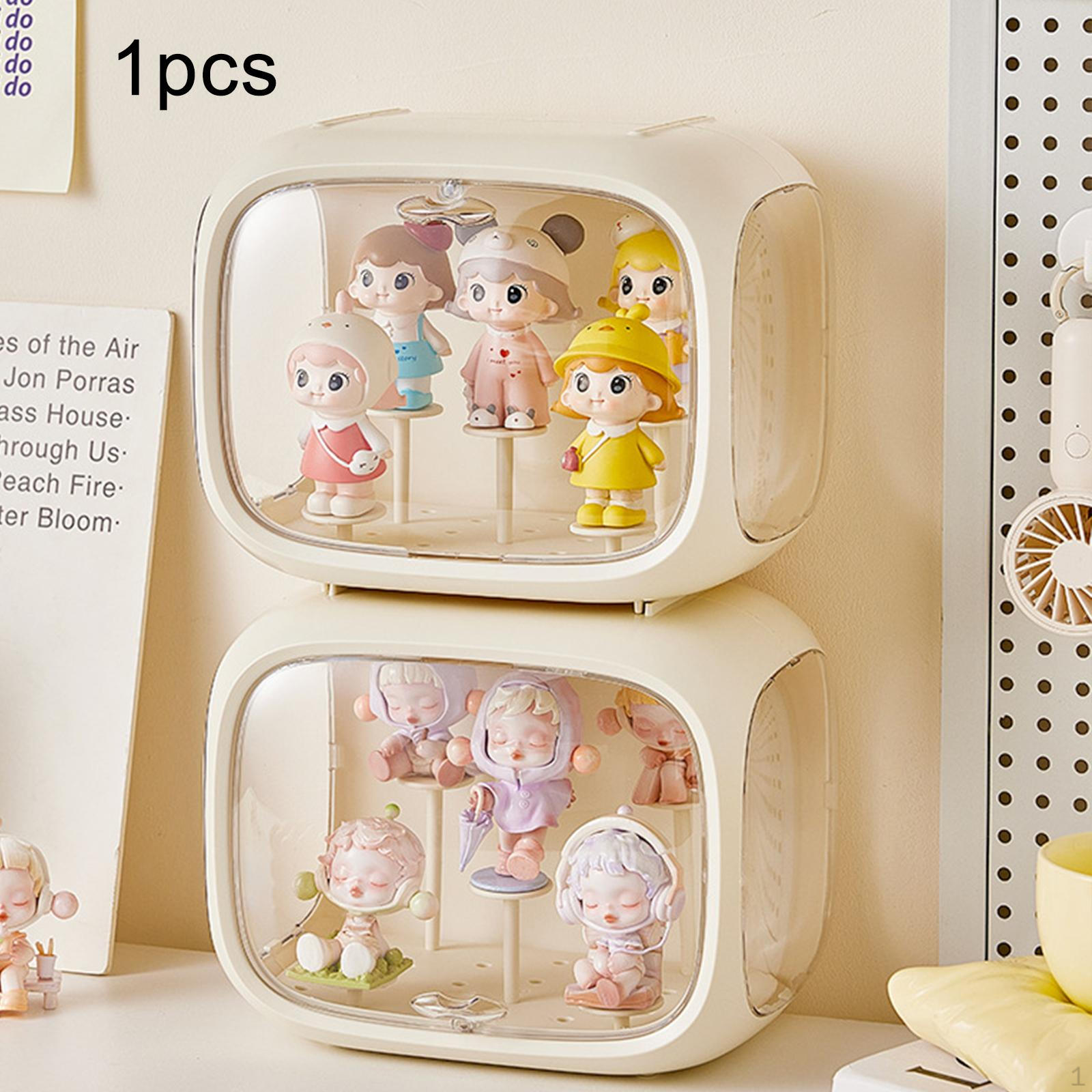 Витрина для фигурок Органайзер с защитой дверцы Хранение и организация кремовый