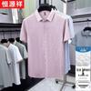 Hengyuanxiang Men's Ice Silk Jacquard Short Sleeve Shirt