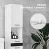 Bathroom Column in MDF with Open Shelf, Drawer and Closed Cupboard, 37x32.5x170 cm, White