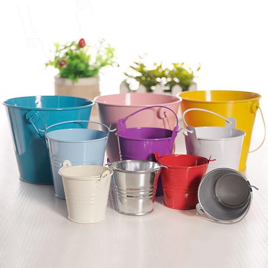 3Pcs Miniature Tin Bucket 1/12 Scale Hanging Small Bucket Multi-purpose Metal Bucket with Handle Dollhouse Accessories