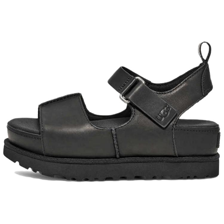 UGG Goldenstar Hi Cow Leather One Strap Sandals Women s Black 1167364BLK | 39