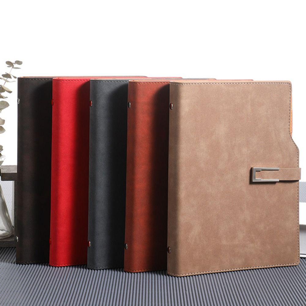 with Card Holder A5 Notebook PU Leather Memo Book 100 Sheets Meeting Minutes Book  Students
