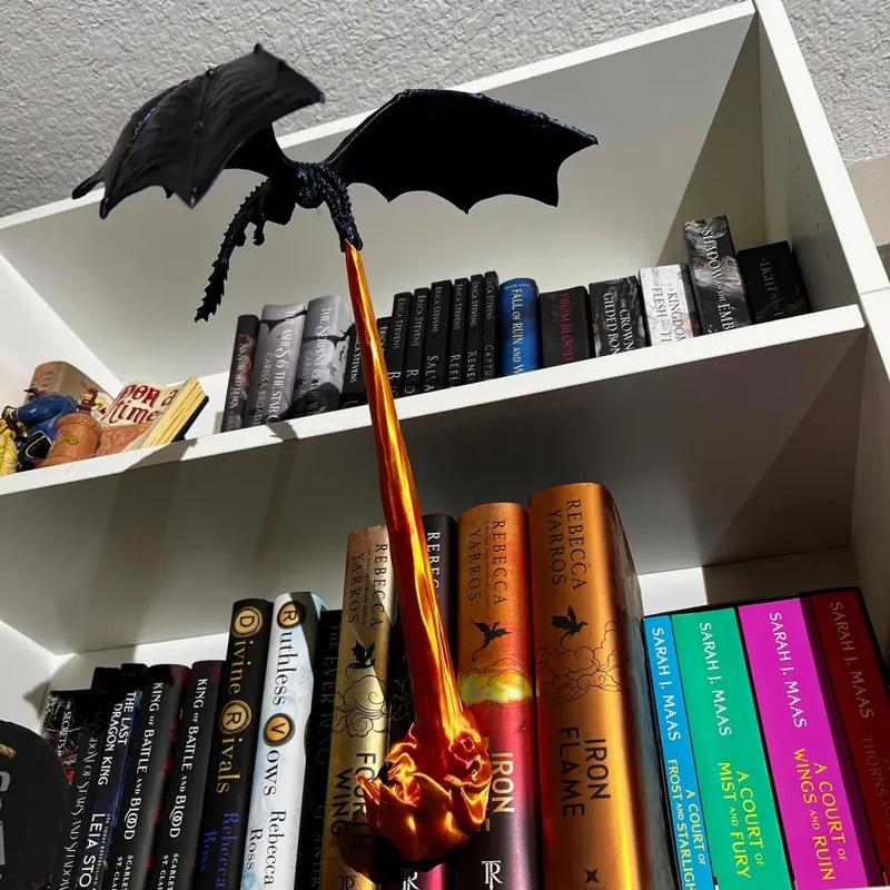 Dragon Flame Book Nook Decoration Creative Funny Spray Fire Dragon Bookshelf Ornament Halloween Birthday Gift Home Decoration