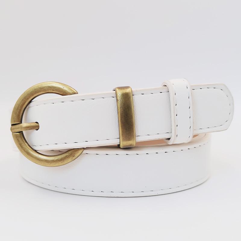 Small Two-piece Pin Buckle Imitation Leather Belt for Women's Dress Decorative PU Belt