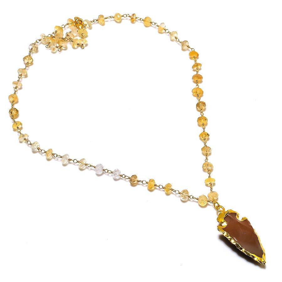 Carnelian, Topaz Gemstone Handmade 925 Sterling Silver Jewelry Necklace 20" GK-5398